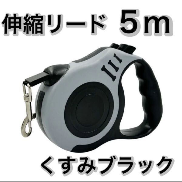 ロングリード 伸縮リード 5m 犬用 小型犬 中型犬 自動巻き お散歩グッズ ワンタッチ ブラック リード 伸縮式 ペット用品
