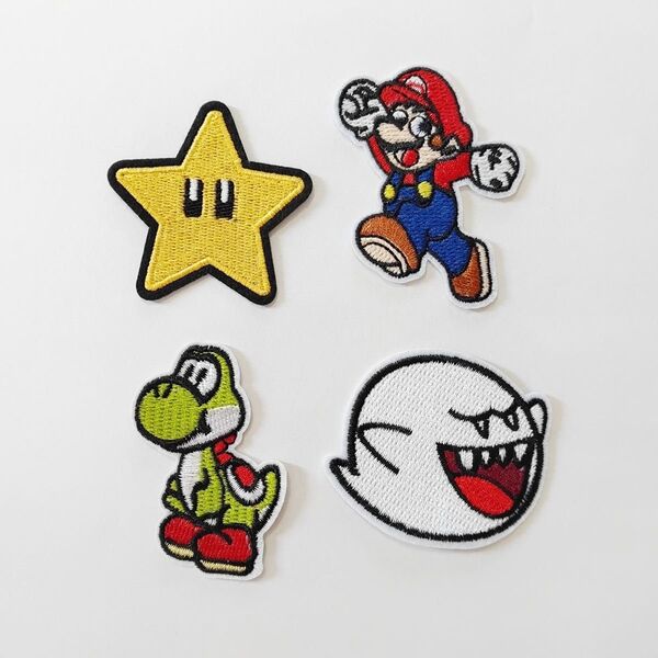 大人気★刺繍ワッペン アップリケ アイロンワッペン 4枚セット 入園準備 入学準備 スモック 絵本袋 絵本バッグ