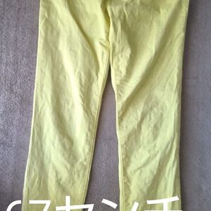 ストレッチパンツ ボトムス 67センチ イエロー 匿名配送 春夏 レディース カラーパンツ
