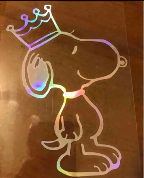レインボーメッキステッカー大きいサイズ スヌーピー snoopy サーフィン ヘルメット スノボステッカー 在庫僅か リアガラス