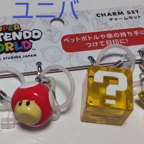 ユニバ USJ 任天堂 スーパーマリオ チャーム 新品 キノコ スター キーホルダー お土産 マリオ