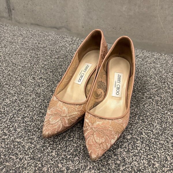 JIMMY CHOO ベージュ レースパンプス 36