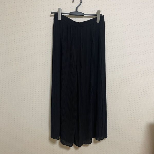 シフォンプリーツスカートパンツ 黒 レディース XLサイズ