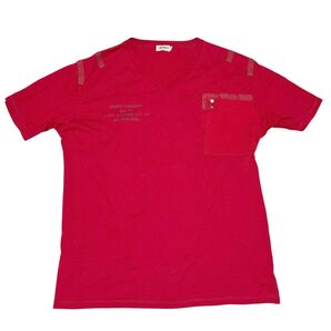 AVIREX アヴィレックス ポケットTシャツ ステンシル アームホール 2XL 赤 Vネック 大きいサイズ ミリタリースタイル