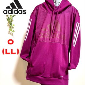 【adidas】【O(LL)サイズ】【美品】アディダス メンズ 上着 パーカー スリーストライプス スポーツウェア