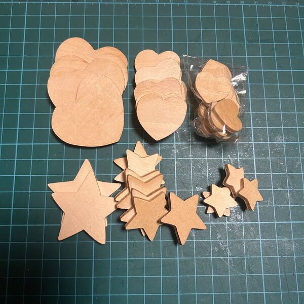 【ハンドメイド資材】ウッド ハート 星 大中小 トールペイント