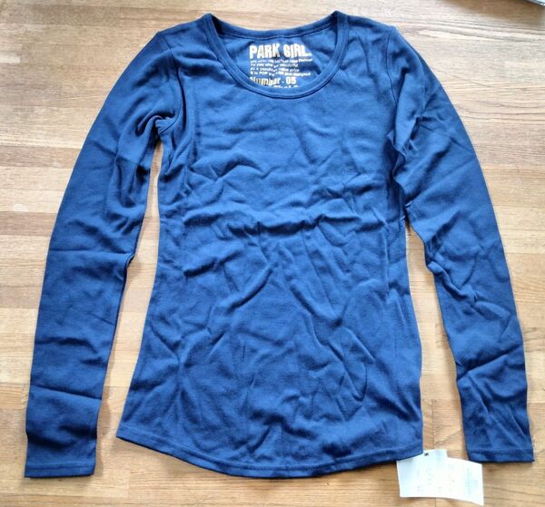 レディース ロンt 長袖 カットソー Tシャツ 無地 ネイビー Sサイズ タグ付き 新品未使用 オフィスカジュアル