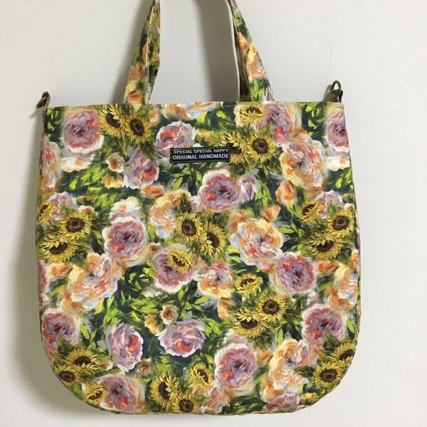 ハンドメイド トートバッグ 2way 花柄
