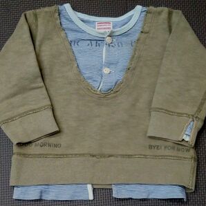 DENIM&DUNGAREE ヘンリーネックカットソー カーキ サイズ2