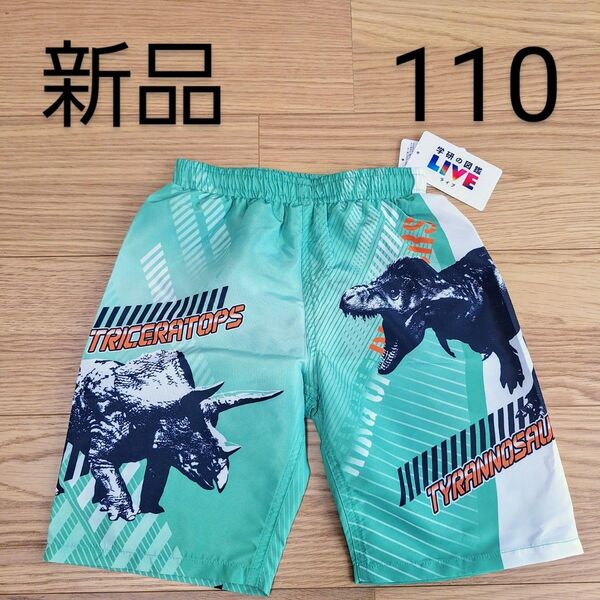 新品タグ付き 恐竜 学研の図鑑 LIVE 水着 男の子 キッズ 緑 110