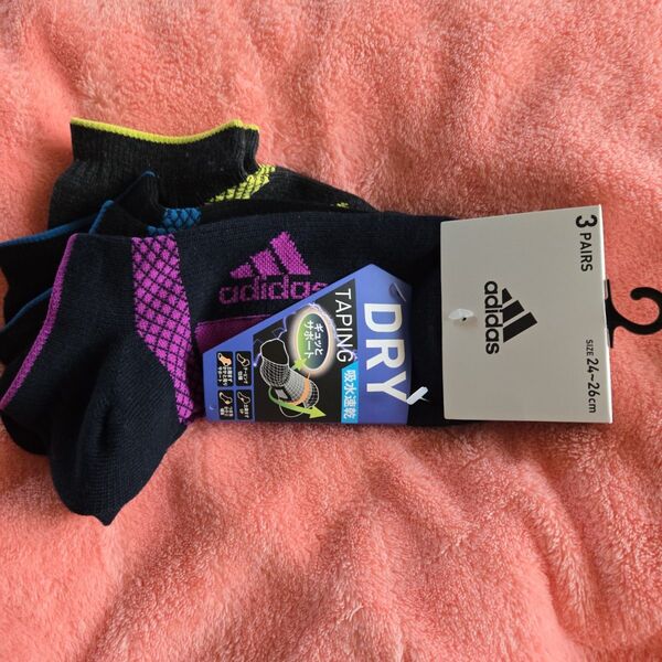 adidas DRY TAPING ショートソックス 3足セット 24〜26cm