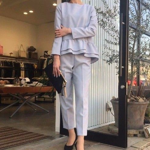 MICA&DEAL ヘムフレア ライトブルー セットアップ ブラウス パンツ M パンツ