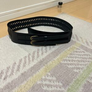 L'EQUIPE ブラックメッシュデザインベルト