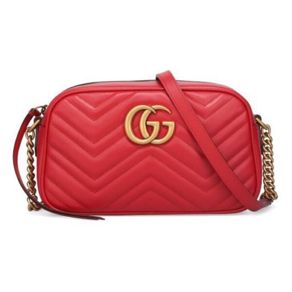 GUCCI GGマーモント キルティング スモール ショルダーバッグ レッド カバン バック
