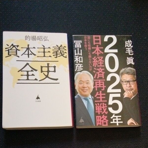 【2冊セット】「資本主義全史」 的場昭弘 「2025年日本経済再生戦略」成毛 眞 / 冨山 和彦