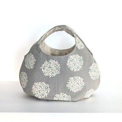 北欧調 kinomi ブルーグレー 丸底 ころりんバック ハンドメイド