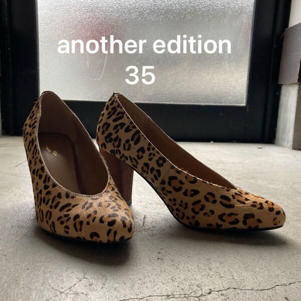 【another edition】本革 ヒールパンプス ハラコ レオパードアナザーエディション 35