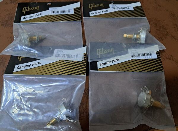 ギブソン Gibson 500k Ohm Audio Taper Potentiometer Long Shaft ×4コ