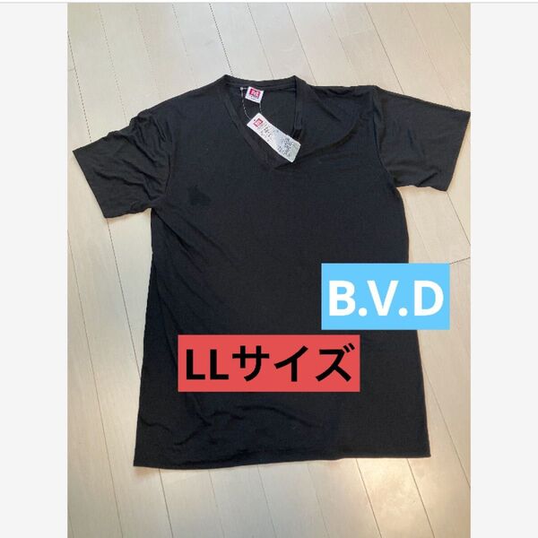 B.V.D メンズTシャツ 黒 ブラック サラサラ LLサイズ Tシャツ ブラック 半袖Tシャツ 黒 半袖