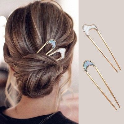 かんざし U字 2本セット ゴールド髪飾り ヘアアクセ 浴衣 着物 夜会巻き お宮参り 七五三 結婚式 和服