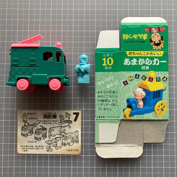 あんみつ姫 あまからカー 消防車 キャラクター フィギュア 玩具 人形 車 空箱付き ミニプラ プラスチック 森永チョコスナック