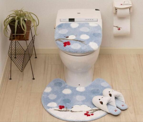 ブルー色 シマエナガ トイレマットシリーズセット 新品