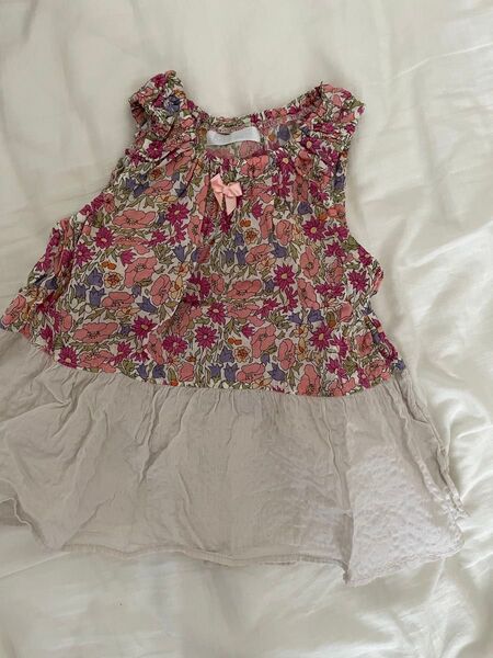 bebe reduction ノースリーブ 花柄 ピンク チュニック ワンピース