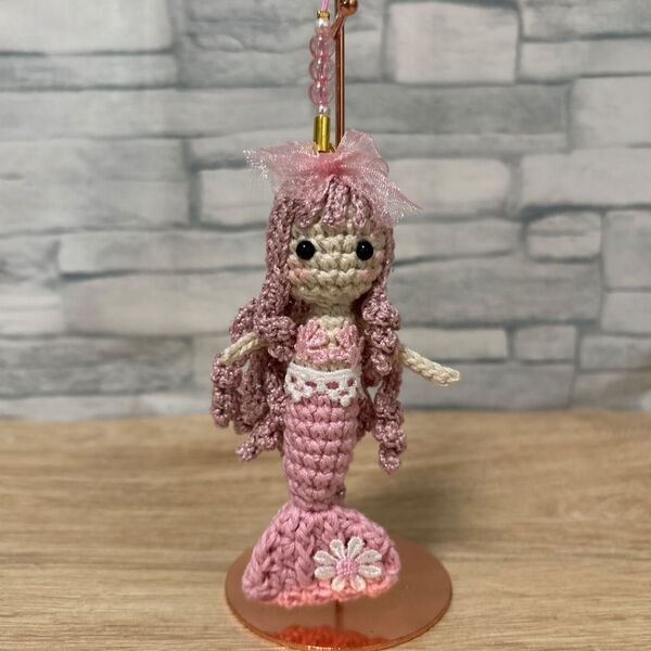 マーメイドちゃん(ピンク系)のあみぐるみストラップ ハンドメイド