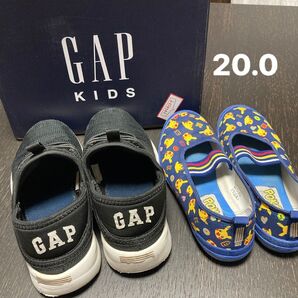 【20.0cm】かかとが踏めるGAP KIDsスニーカーとポケモンシューズセット