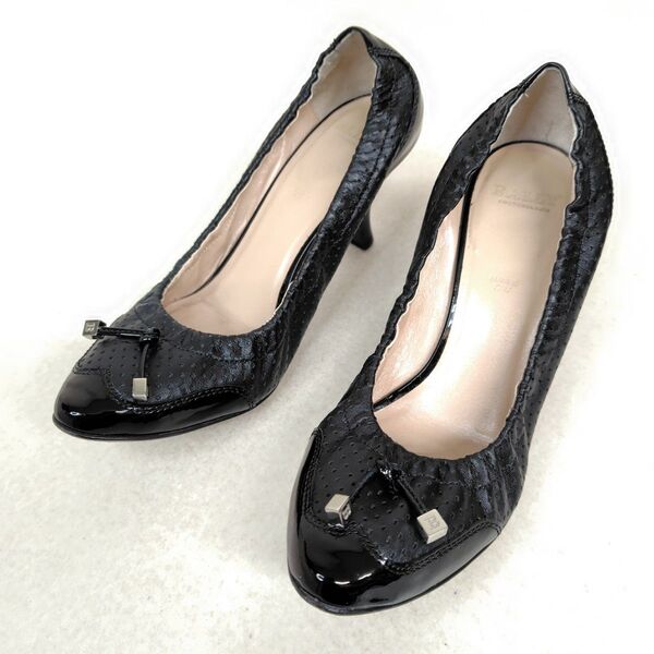 BALLY バリー パンプス 23cm リボン パンチング