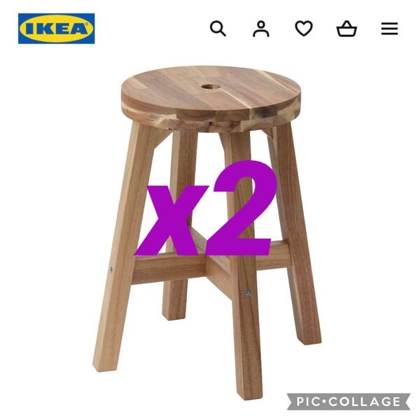 IKEA イケア スコグスタ スツール アカシア材 2脚セット 木製スツール stool 丸椅子