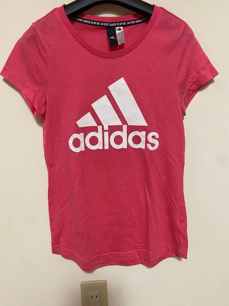 Addidas 半袖Tシャツ キッズ160cm ピンク ロゴプリント アディダス
