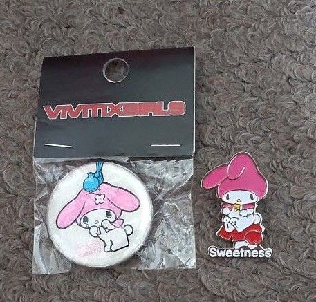 マイメロ、ピンバッチ、ピンバッジ、2個セット、平成レトロ、レトロ、平成女児、1999年、当時物、希少品、激レア、サンリオ