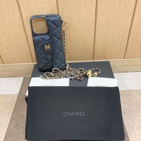 CHANEL シャネル ココマーク マトラッセ キャビアスキン iPhoneケース スマホケース iPhone13PRO箱 保存袋
