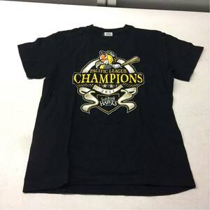 送料無料★Softbank HAWKS★ソフトバンクホークス★半袖Tシャツ★トップス★Sサイズ★CHAMPIONS★2011★ブラック 黒#20420sj17