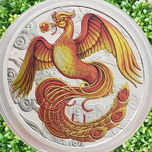 ☆神話シリーズ 限定5000枚 2022年 金彩カラー 『不死鳥 火の鳥 フェニックス』 大型 銀貨 1 オンス コインカプセル付