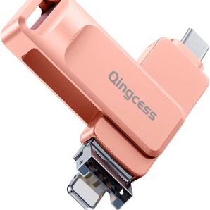【アプリ不要Phone端子type-cUSB一体】128GBスマホ/iphone用写真保存 usb iphone対応 ピンク