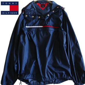 【TOMMY HILFIGER】プルオーバーナイロンジャケット フラグ 紺 M★
