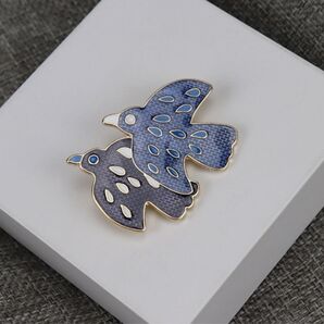 北欧風 ブローチ 青い鳥 ツイン バード ブルー どうぶつ 可愛い ギフト プレゼント