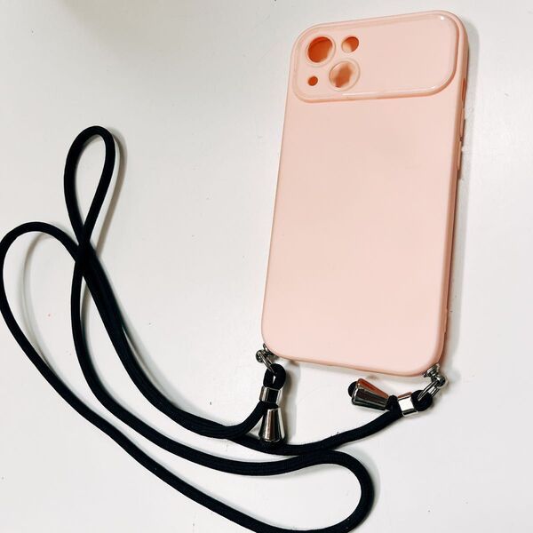 iPhone13 ケース ストラップ ショルダー フルカバー ピンク ソフト