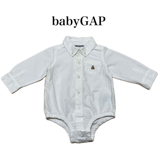 babyGAP ベビーギャップ シャツロンパース 6-12mブラナンベア刺繍 ベビー服