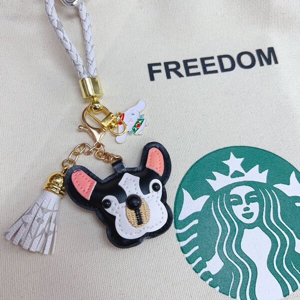 【N.030】じゃらじゃらキーホルダー かわいい犬PUレザーブルドッグキーホルダーガールバッグアクセサリープレゼント車キーホルダー
