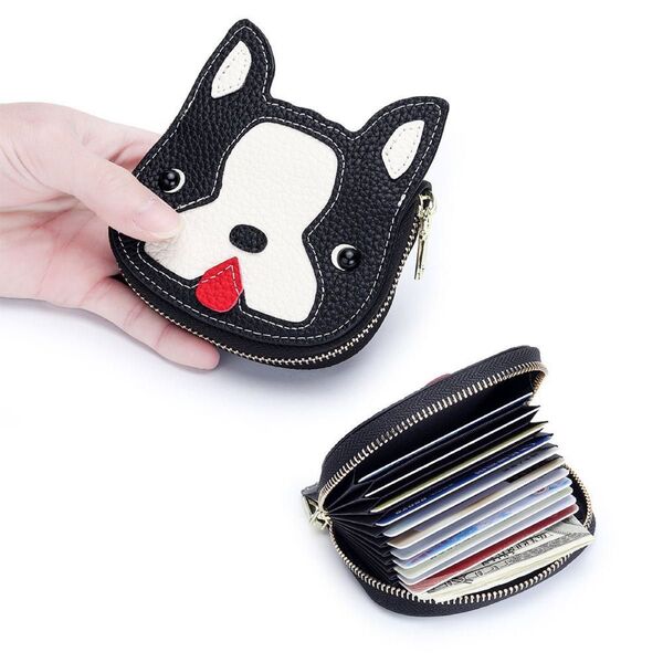 【新品N.031】1個本革 可愛い犬 カードケース 定期券やクレジットカード、免許証 名刺 男女兼用 ノーブランド プレゼント