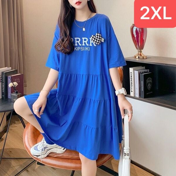 Tシャツワンピース レディース 夏 ゆったり 半袖 英文字SLWA080