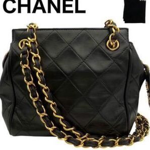 極美品 CHANEL シャネル マトラッセ ラムスキン チェーン ショルダー シール付