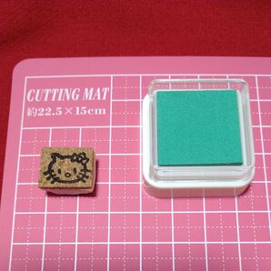 習い事 スタンプ ねこ スタンプ台 グリーン 水性 はんこ セット スタンパー