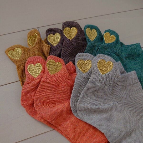 セール☆ハート刺繍スニーカーソックス 5足セット レディース スニーカーソックス くるぶしソックス 靴下 可愛い 新品未使用