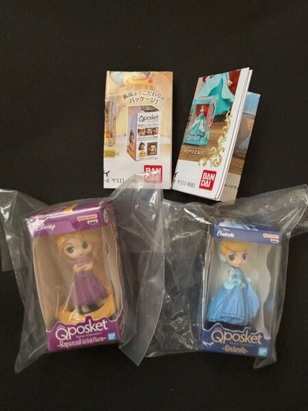 ディズニーキャラクター Qposketミニチュアコレクション シンデレラ ラプンツェル ガシャポン