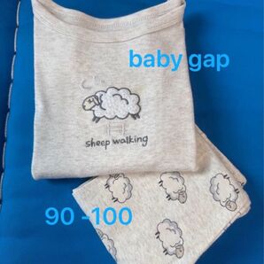 babygap 羊プリント パジャマ 3years 90 100 コットン 長袖 ベビーパジャマ