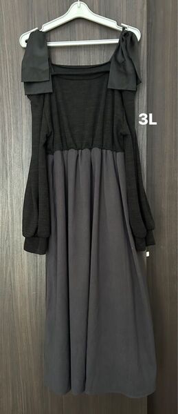 ワンピース 3L オフショルダー 長袖ワンピース